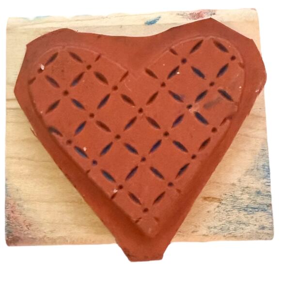 Stampin Up! Vintage 2002 Lines & Dots Heart Rubber Stamp - Picture 2 of 2